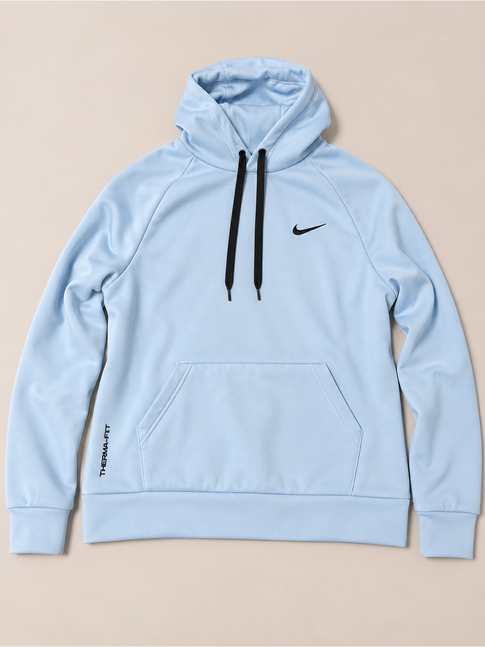 Nike Men’s Light Blue Therma-FIT Pullover Hoodie with Black Accents